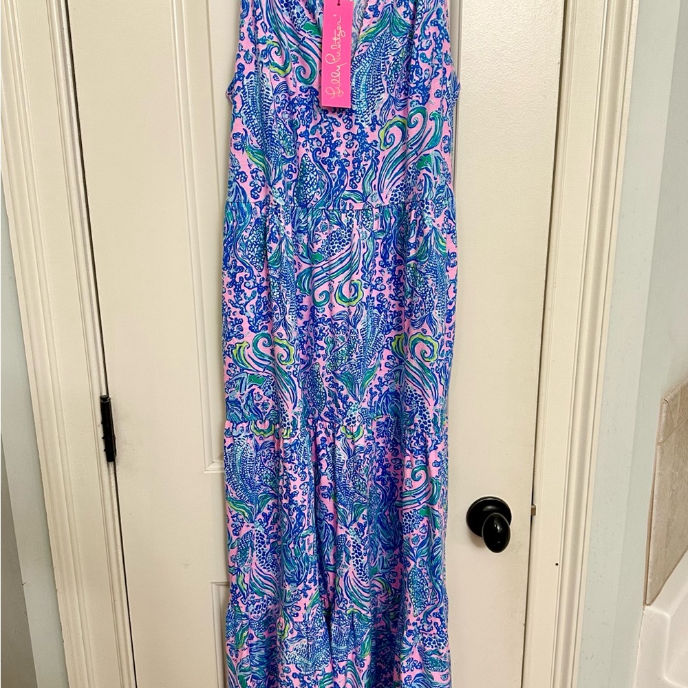 Lilly Pulitzer Pink, Blue & Green Printed Maxi Dress